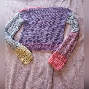 handmade crocheted multi color sweater